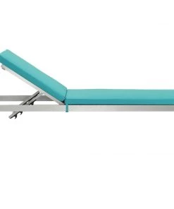 Modway Shore Outdoor Patio Aluminum Chaise With Cushions Silver Turquoise Lounge Chair Outdoor