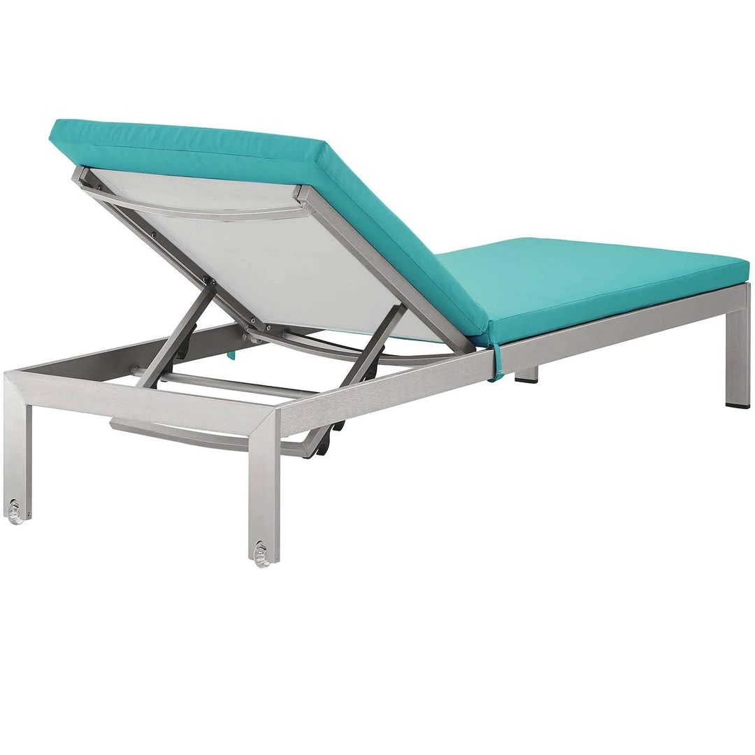 Modway Shore Outdoor Patio Aluminum Chaise With Cushions Silver Turquoise Lounge Chair Outdoor 4 Modway Shore Outdoor Patio Aluminum Chaise With Cushions Silver Turquoise Lounge Chair Outdoor