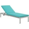 Modway Shore Outdoor Patio Aluminum Chaise With Cushions Silver Turquoise