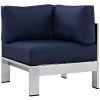 Modway Shore Outdoor Patio Aluminum Corner Sofa Silver Navy