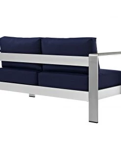 Modway Shore Outdoor Patio Aluminum Loveseat Silver Navy 7 Modway Shore Outdoor Patio Aluminum Loveseat Silver Navy