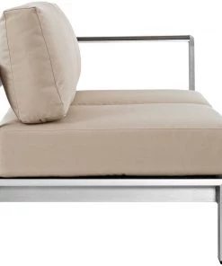 Modway Shore Right-Arm Corner Sectional Outdoor Patio Aluminum Loveseat Silver Beige Outdoor Sectional