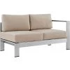 Modway Shore Right-Arm Corner Sectional Outdoor Patio Aluminum Loveseat Silver Beige Outdoor Sectional