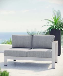 Modway Outdoor Sectional Shore Right-Arm Corner Sectional Outdoor Patio Aluminum Loveseat Silver Gray 8 Modway Outdoor Sectional Shore Right-Arm Corner Sectional Outdoor Patio Aluminum Loveseat Silver Gray