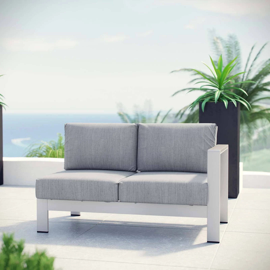 Modway Outdoor Sectional Shore Right-Arm Corner Sectional Outdoor Patio Aluminum Loveseat Silver Gray 4 Modway Outdoor Sectional Shore Right-Arm Corner Sectional Outdoor Patio Aluminum Loveseat Silver Gray