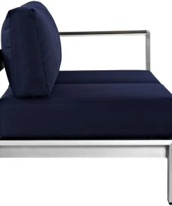 Modway Shore Right-Arm Corner Sectional Outdoor Patio Aluminum Loveseat Silver Navy