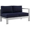 Modway Shore Right-Arm Corner Sectional Outdoor Patio Aluminum Loveseat Silver Navy