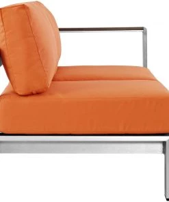 Modway Shore Right-Arm Corner Sectional Outdoor Patio Aluminum Loveseat Silver Orange Outdoor Sectional