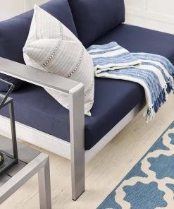 Modway Shore Sunbrella® Fabric Aluminum Outdoor Patio Left-Arm Loveseat Silver Navy Outdoor Sectional 14 Modway Shore Sunbrella® Fabric Aluminum Outdoor Patio Left-Arm Loveseat Silver Navy Outdoor Sectional