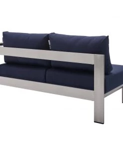 Modway Shore Sunbrella® Fabric Aluminum Outdoor Patio Right-Arm Loveseat Silver Navy 11 Modway Shore Sunbrella® Fabric Aluminum Outdoor Patio Right-Arm Loveseat Silver Navy