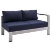Modway Shore Sunbrella® Fabric Aluminum Outdoor Patio Right-Arm Loveseat Silver Navy