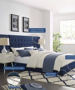 Modway Sierra Queen Upholstered Fabric Platform Bed Azure