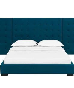 Modway Sierra Queen Upholstered Fabric Platform Bed Azure