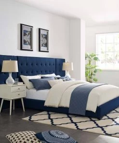 Modway Sierra Queen Upholstered Fabric Platform Bed Azure