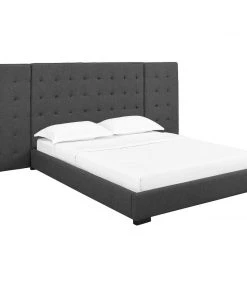 Modway Sierra Queen Upholstered Fabric Platform Bed Gray Beds