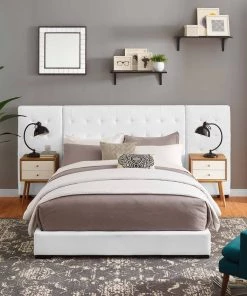Modway Beds Sierra Queen Upholstered Fabric Platform Bed White 12 Modway Beds Sierra Queen Upholstered Fabric Platform Bed White