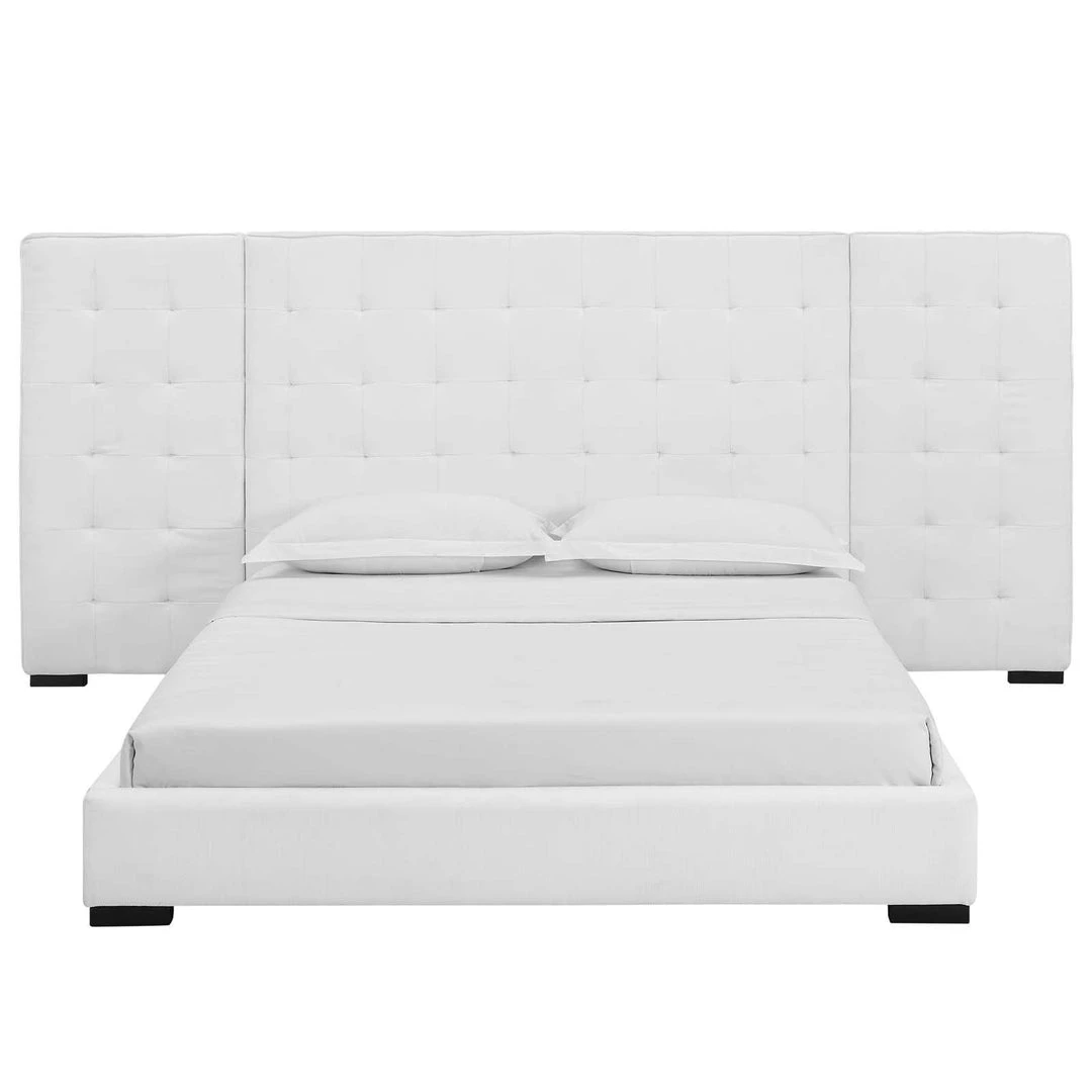 Modway Beds Sierra Queen Upholstered Fabric Platform Bed White 4 Modway Beds Sierra Queen Upholstered Fabric Platform Bed White