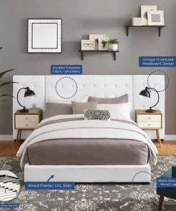 Modway Beds Sierra Queen Upholstered Fabric Platform Bed White 11 Modway Beds Sierra Queen Upholstered Fabric Platform Bed White