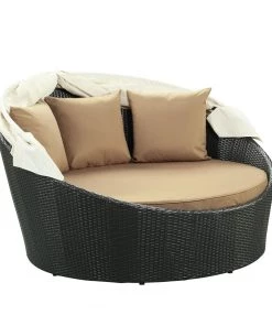 Modway Siesta Canopy Outdoor Patio Daybed Espresso Mocha Outdoor Daybeds