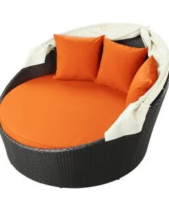 Modway Siesta Canopy Outdoor Patio Daybed Espresso Orange