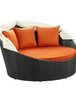 Modway Siesta Canopy Outdoor Patio Daybed Espresso Orange