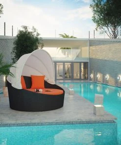 Modway Siesta Canopy Outdoor Patio Daybed Espresso Orange