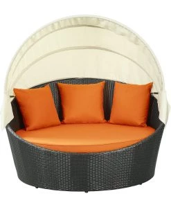 Modway Siesta Canopy Outdoor Patio Daybed Espresso Orange