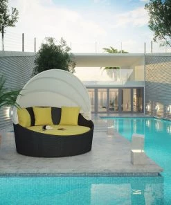 Modway Outdoor Daybeds Siesta Canopy Outdoor Patio Daybed Espresso Peridot