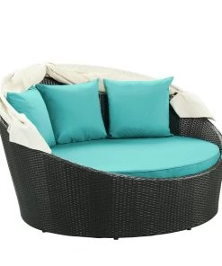 Modway Siesta Canopy Outdoor Patio Daybed Espresso Turquoise