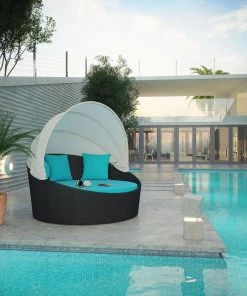 Modway Siesta Canopy Outdoor Patio Daybed Espresso Turquoise