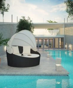 Modway Outdoor Daybeds Siesta Canopy Outdoor Patio Daybed Espresso White