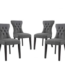 Modway Silhouette Dining Side Chairs Upholstered Fabric Set Of 4 Gray