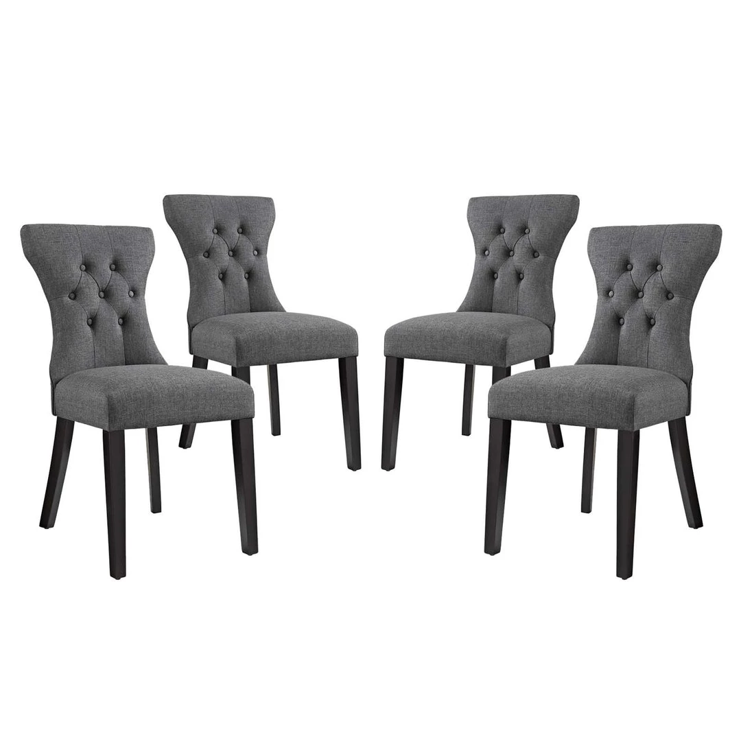 Modway Silhouette Dining Side Chairs Upholstered Fabric Set Of 4 Gray 1 Modway Silhouette Dining Side Chairs Upholstered Fabric Set Of 4 Gray