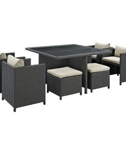 Modway Outdoor Dining Sets Sojourn 9 Piece Outdoor Patio Sunbrella® Dining Set