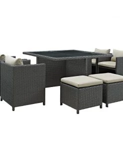 Modway Outdoor Dining Sets Sojourn 9 Piece Outdoor Patio Sunbrella® Dining Set