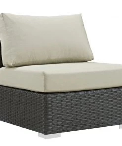 Modway Sojourn Outdoor Patio Fabric Sunbrella® Armless Canvas Antique Beige