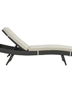 Modway Lounge Chair Outdoor Sojourn Outdoor Patio Sunbrella® Chaise Antique Canvas Beige
