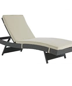 Modway Lounge Chair Outdoor Sojourn Outdoor Patio Sunbrella® Chaise Antique Canvas Beige
