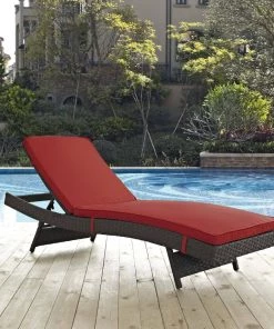Modway Sojourn Outdoor Patio Sunbrella® Chaise Canvas Red