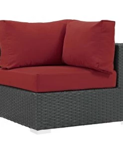 Modway Sojourn Outdoor Patio Sunbrella® Corner Canvas Red Outdoor Sectional