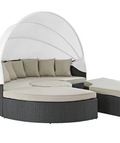 Modway Outdoor Daybeds Sojourn Outdoor Patio Sunbrella® Daybed Antique Canvas Beige