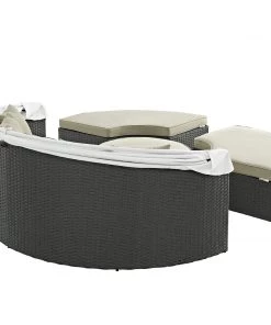 Modway Outdoor Daybeds Sojourn Outdoor Patio Sunbrella® Daybed Antique Canvas Beige