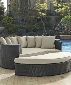 Modway Sojourn Outdoor Patio Sunbrella® Daybed Antique Canvas Beige 8 Modway Sojourn Outdoor Patio Sunbrella® Daybed Antique Canvas Beige