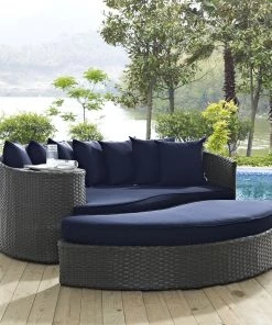 Modway Sojourn Outdoor Patio Sunbrella® Daybed Canvas Navy Outdoor Daybeds