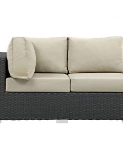 Modway Outdoor Sectional Sojourn Outdoor Patio Sunbrella® Left Arm Loveseat Canvas Antique Beige