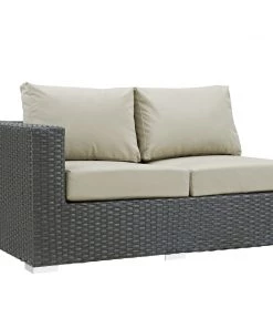 Modway Outdoor Sectional Sojourn Outdoor Patio Sunbrella® Left Arm Loveseat Canvas Antique Beige