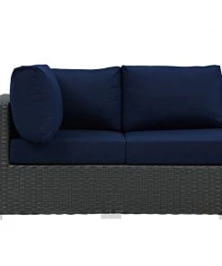 Modway Sojourn Outdoor Patio Sunbrella® Left Arm Loveseat Canvas Navy Outdoor Sectional