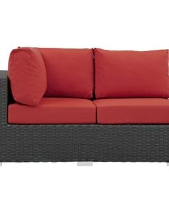 Modway Sojourn Outdoor Patio Sunbrella® Left Arm Loveseat Canvas Red Outdoor Sectional