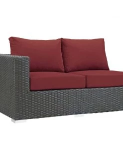 Modway Sojourn Outdoor Patio Sunbrella® Left Arm Loveseat Canvas Red Outdoor Sectional