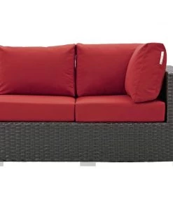 Modway Sojourn Outdoor Patio Sunbrella® Right Arm Loveseat Canvas Red